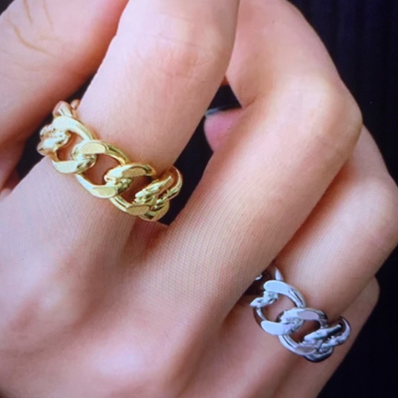 STERLING SILVER CHAIN RING GOLD OR SILVER - Picture 4 of 7